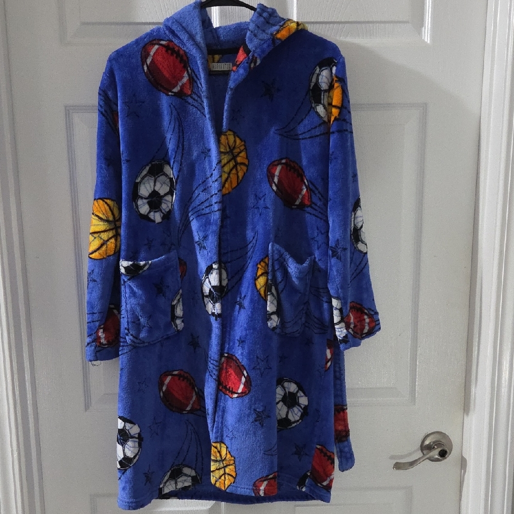 Komar Kids Blue Sports Ball Hooded Robe